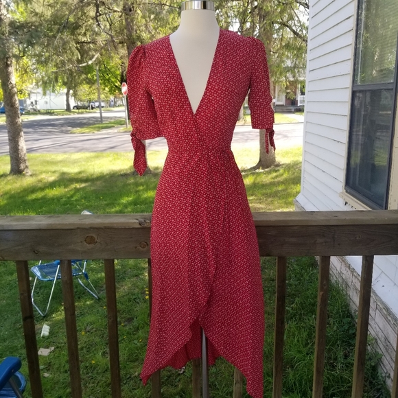 Reformation Royce Red Jasmine Wrap Midi Dress XS - Picture 5 of 8